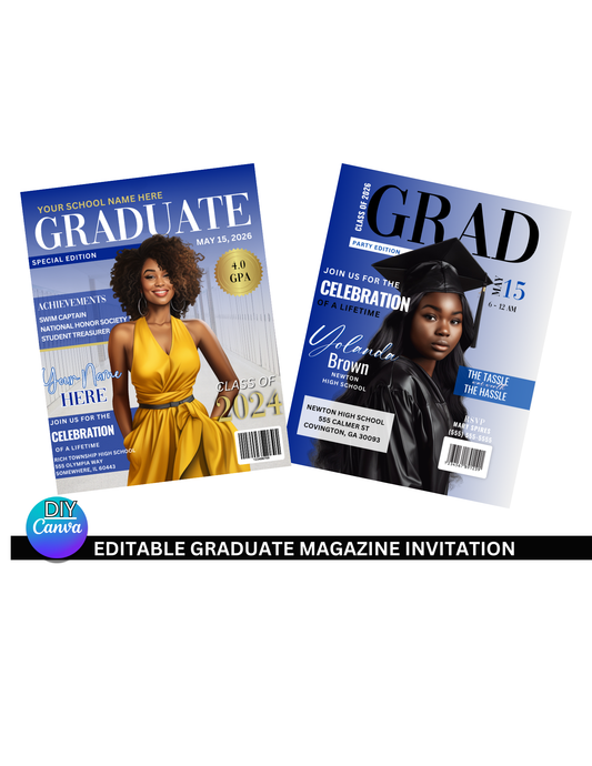 Editable Graduate Magazine Invitation Template